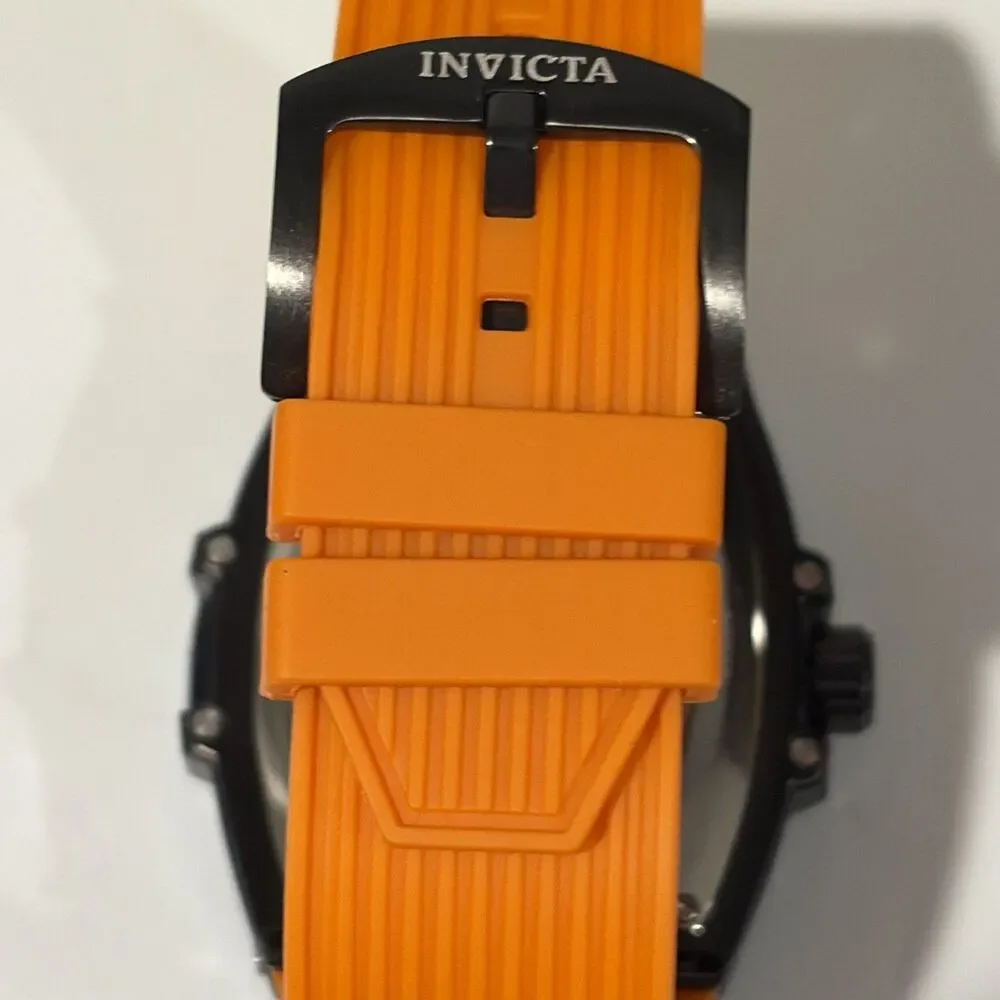 Invicta S1 Rally I Mens WATCH Black Skeleton Dial Orange Silicon Quartz69842 New